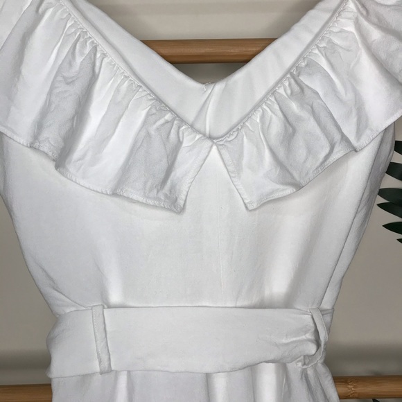SOLD Zara White Frill Ruffle Linen Blend Romper S - Picture 9 of 12